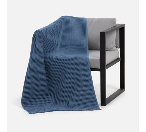 Плед вафельный Elenglect, темно-синий