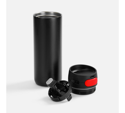 Термостакан X1 с цветной кнопкой, черный с красным
