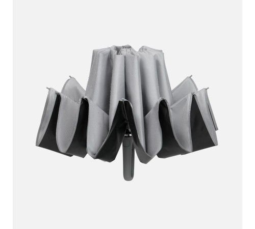 Зонт обратного сложения с ручкой-карабином Foldberry, серый