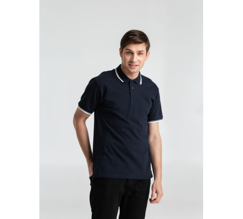 Рубашка поло мужская с контрастной отделкой Practice 270, темно-синий/белый