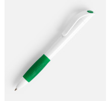 Ручка шариковая Grip, белая с зеленым
