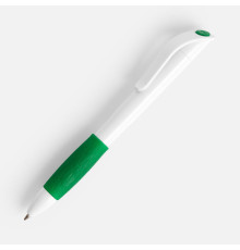 Ручка шариковая Grip, белая с зеленым
