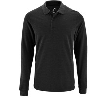 Рубашка поло мужская с длинным рукавом Perfect LSL Men, черный меланж