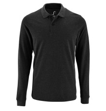 Рубашка поло мужская с длинным рукавом Perfect LSL Men, черный меланж