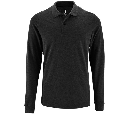 Рубашка поло мужская с длинным рукавом Perfect LSL Men, черный меланж