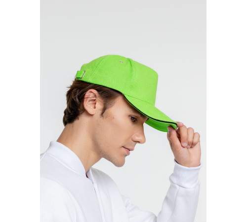 Бейсболка Classic, зеленое яблоко с черным кантом