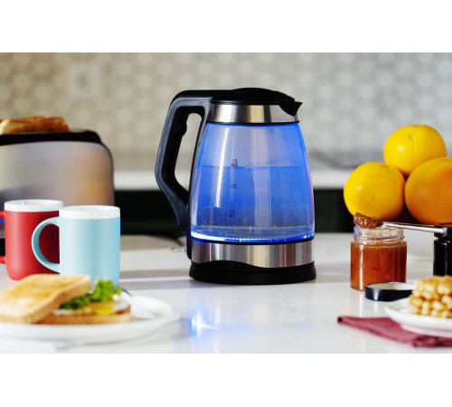 Электрический чайник Lumimore, стеклянный, серебристо-черный