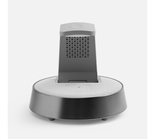 Bluetooth-колонка с беспроводной зарядкой и часами netEnergy, серая