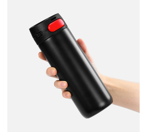 Термостакан X1 с цветной кнопкой, черный с красным