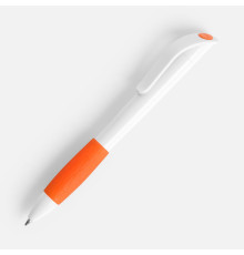 Ручка шариковая Grip, белая с оранжевым