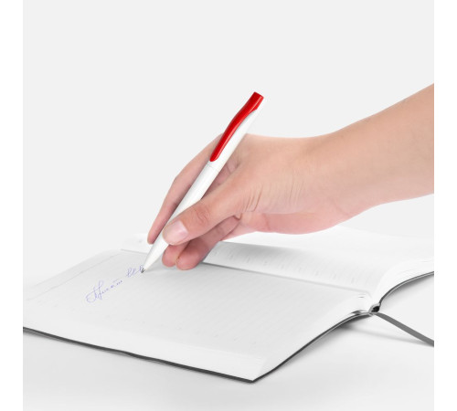 Ручка шариковая Pin, белая с красным