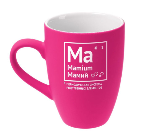 Кружка «Мамий» с покрытием софт-тач, ярко-розовая (фуксия)