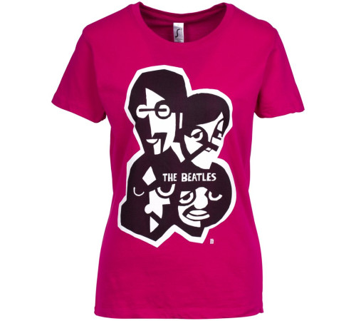 Футболка женская «Меламед. The Beatles», ярко-розовая (фуксия)