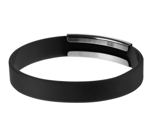 Силиконовый браслет Brisky с металлическим шильдом, черный