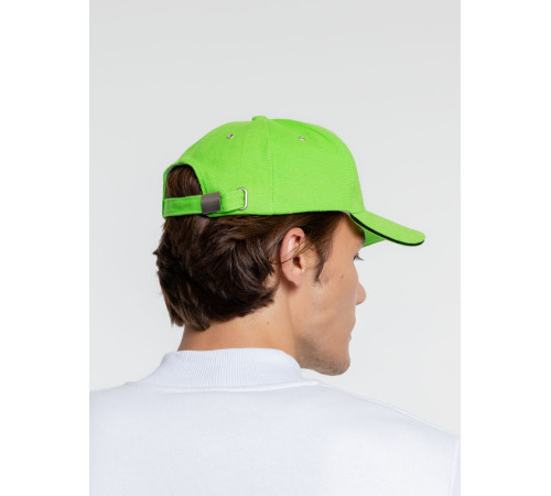 Бейсболка Classic, зеленое яблоко с черным кантом