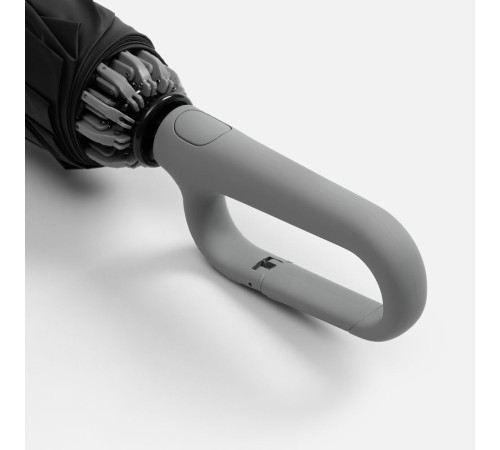 Зонт обратного сложения с ручкой-карабином Foldberry, серый