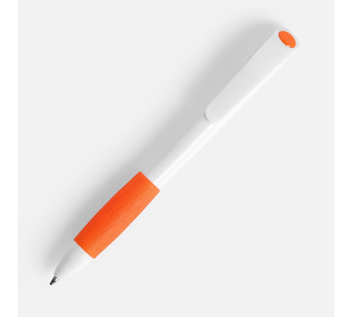 Ручка шариковая Grip, белая с оранжевым