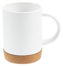 Кружка с пробковой подставкой Corky для сублимационной печати, матовая, белая