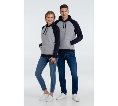 Толстовка унисекс Seattle, серый меланж с темно-синим