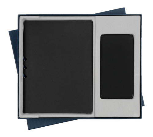 Коробка Overlap с ложементом под ежедневник и аккумулятор, ver.2, синяя