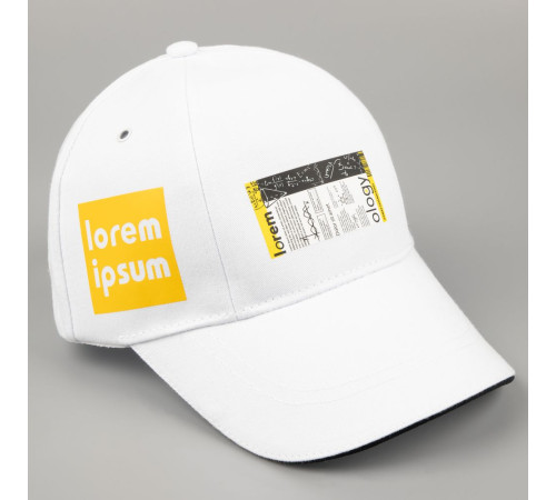 Бейсболка Canopy, белая с темно-синим кантом