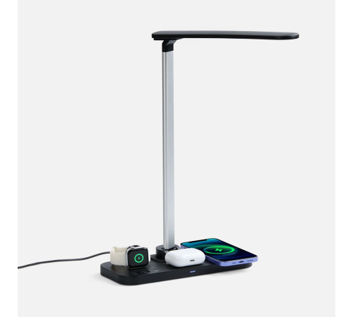 Настольная лампа с беспроводной зарядкой Power Light, черная