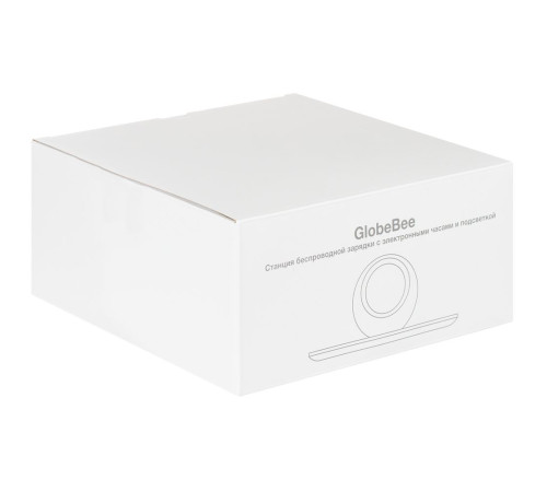 Станция беспроводной зарядки с часами и подсветкой GlobeBee, белая