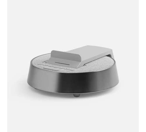 Bluetooth-колонка с беспроводной зарядкой и часами netEnergy, серая