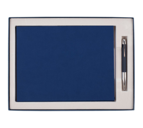 Коробка Roomy с ложементом под ежедневник А4 и ручку, синяя