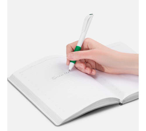Ручка шариковая Grip, белая с зеленым