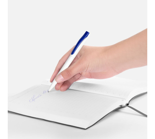 Ручка шариковая Pin, белая с синим