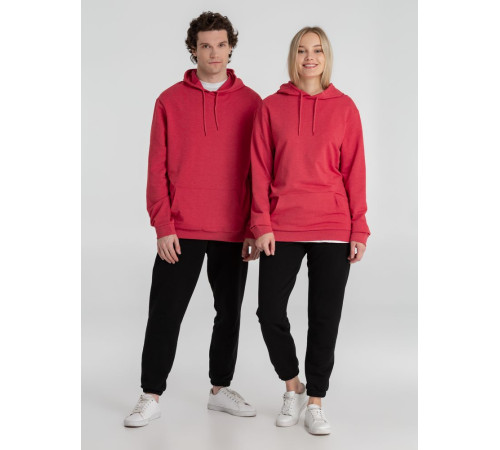 Толстовка с капюшоном унисекс Hoodie, красный меланж