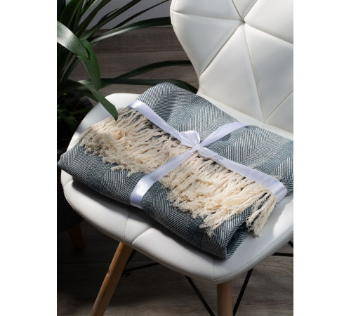 Плед «Сенеж», серо-синий