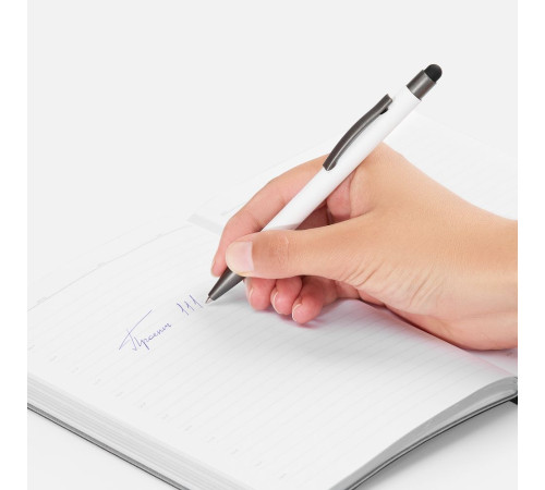 Ручка шариковая Atento Soft Touch со стилусом, белая