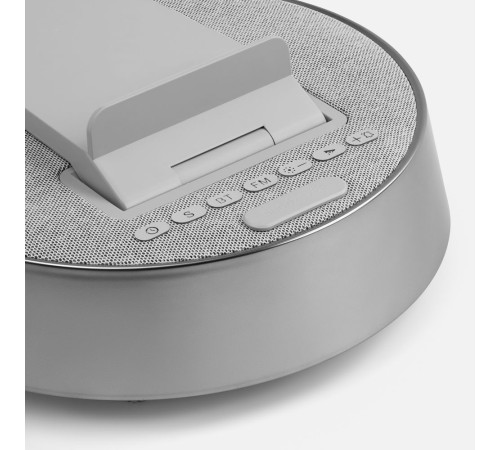 Bluetooth-колонка с беспроводной зарядкой и часами netEnergy, серая