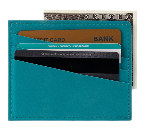 Чехол для карточек Nubuk, бирюзовый