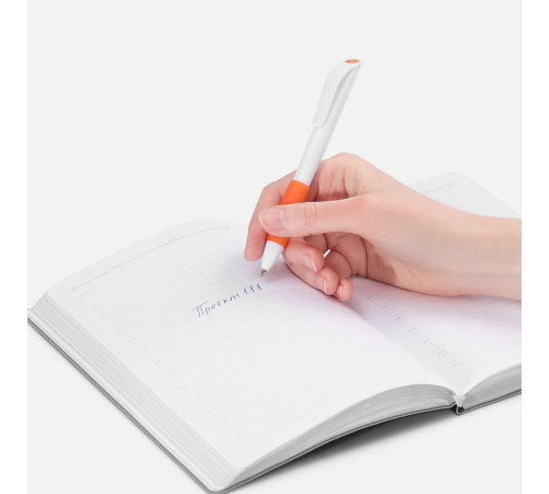 Ручка шариковая Grip, белая с оранжевым