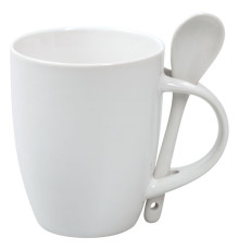 Кружка с ложкой Cheer Up, белая с белой