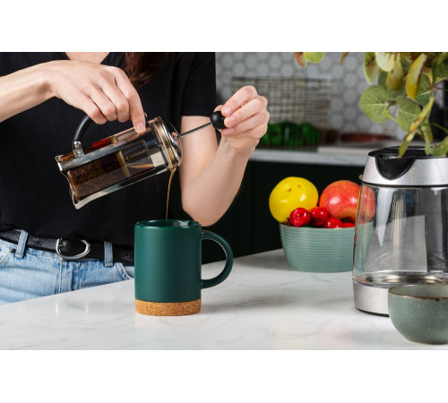 Кружка с пробковой подставкой Corky, зеленая