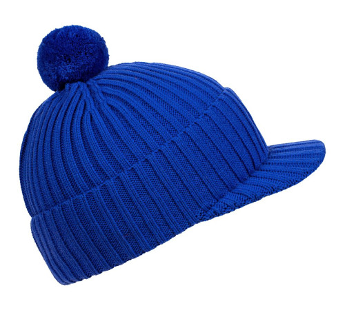 Вязаная шапка с козырьком Peaky, синяя (василек)