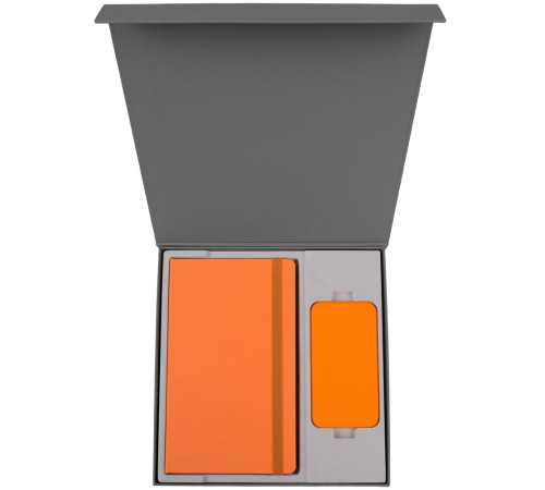 Коробка Modum с ложементом под ежедневник 13х21 см и аккумулятор, серая