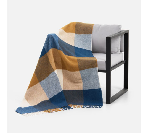 Плед Fleco, синий с коричневым