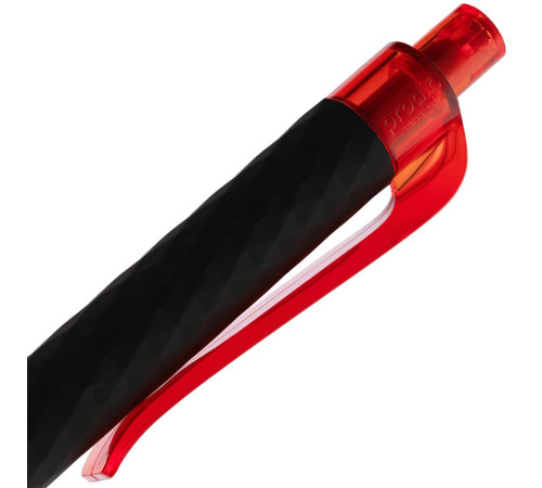 Ручка шариковая Prodir QS01 PRT-T Soft Touch, черная с красным