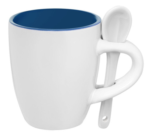 Кофейная кружка Pairy с ложкой, синяя с белой