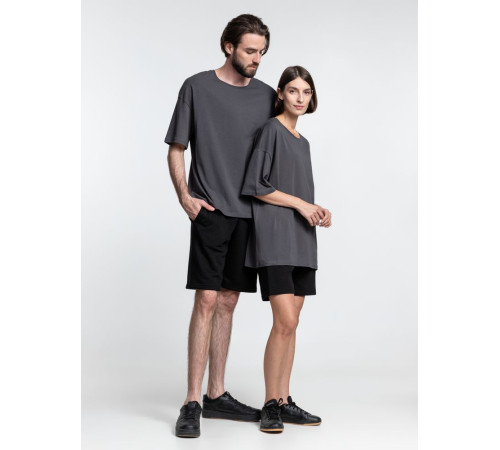 Футболка унисекс оверсайз Crosstown, темно-серая