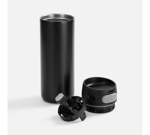 Термостакан X1 с цветной кнопкой, черный с серым