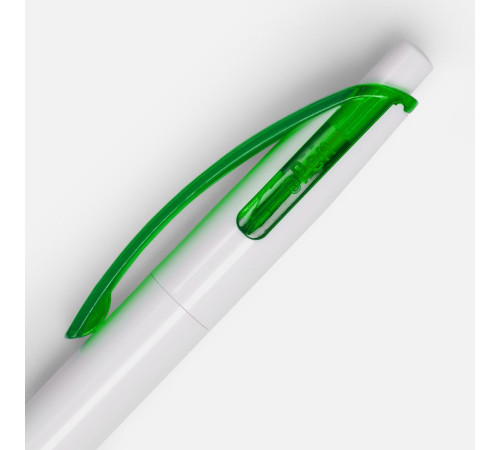 Ручка шариковая Bento, белая с зеленым