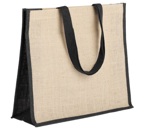 Холщовая сумка для покупок Bagari с черной отделкой