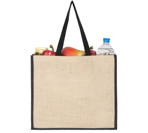 Холщовая сумка для покупок Bagari с черной отделкой