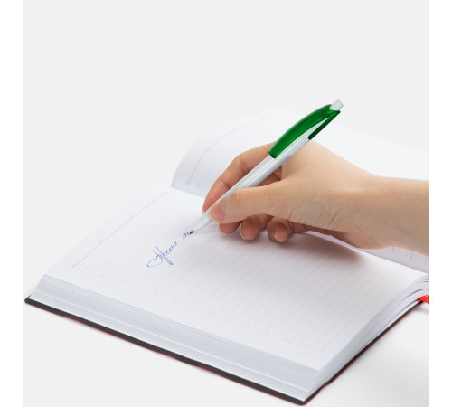 Ручка шариковая Bento, белая с зеленым